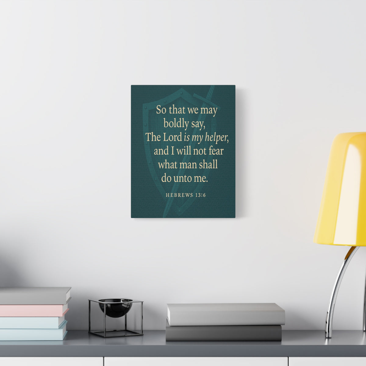 Bible Verse Canvas Hebrews 13:6 Christian Home Décor Wall Art Scripture Ready to Hang Faith Print-Express Your Love Gifts