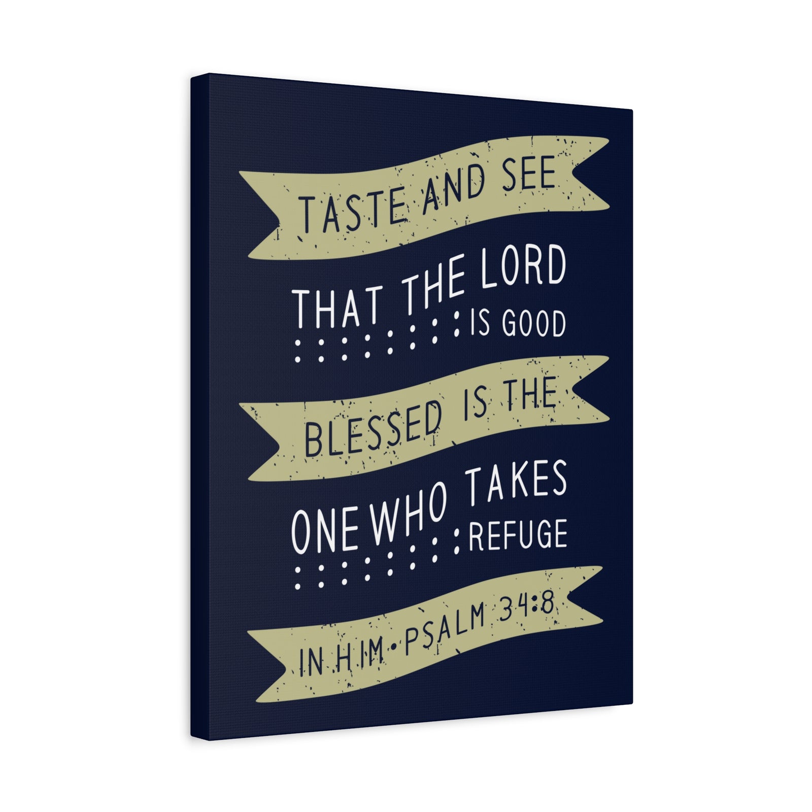 Scripture Canvas Blessed Psalm 34:8 Christian Wall Art Bible Verse Print Ready to Hang-Express Your Love Gifts