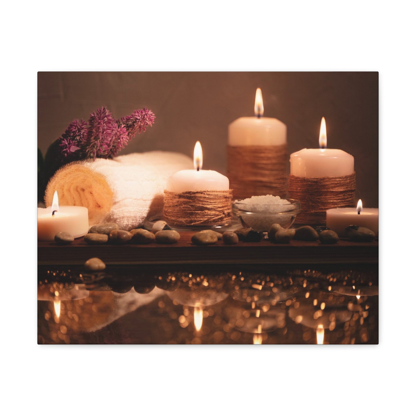 Pebbles and Aromatic Candles Forest Floral Nature Photography Canvas Wall Art for Home Decor Ready-to-Hang-Express Your Love Gifts
