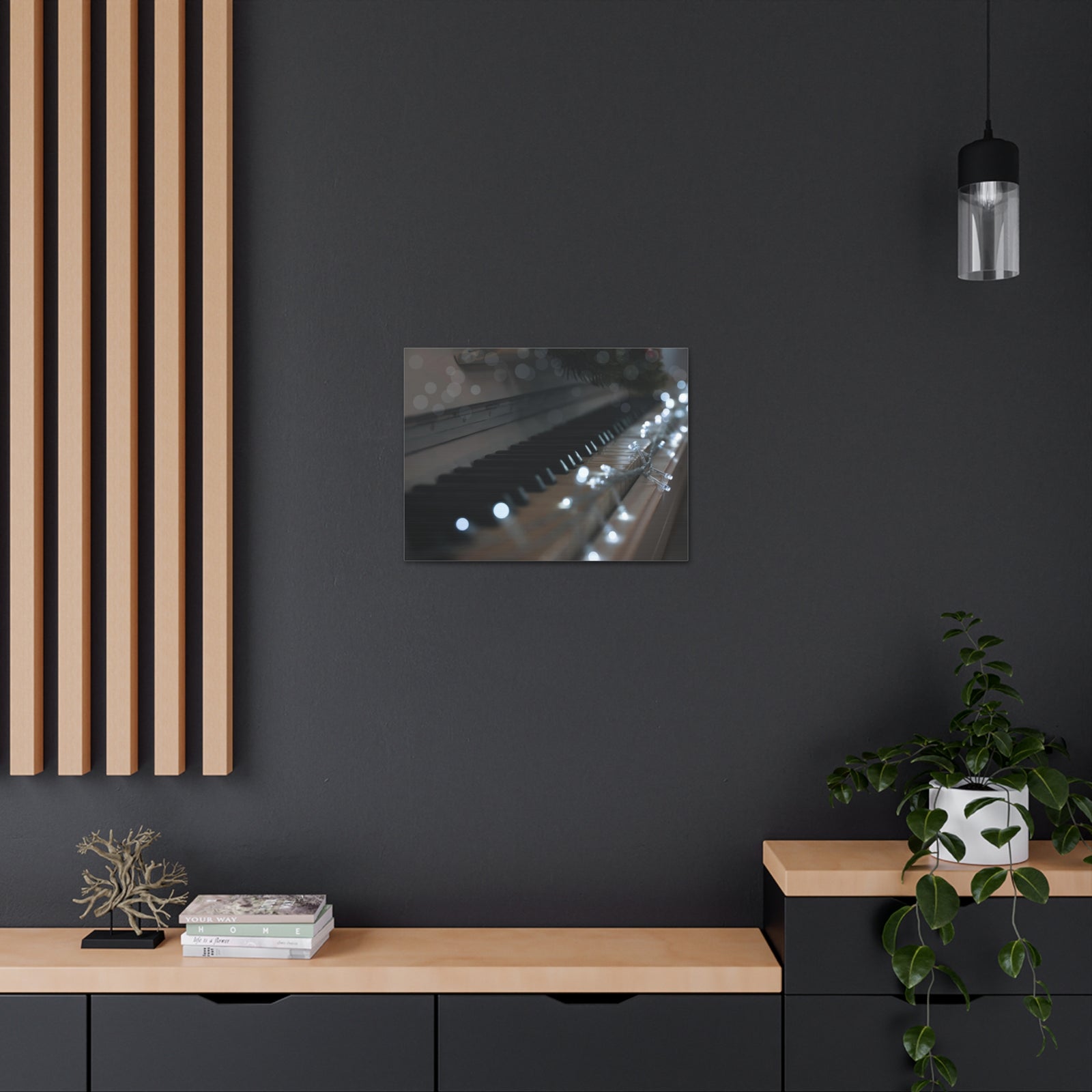 Glowing Fairy Lights on Piano Keys Music Lover's Delight Piano Keyboard Canvas Wall Art for Home Decor Ready-to-Hang-Express Your Love Gifts