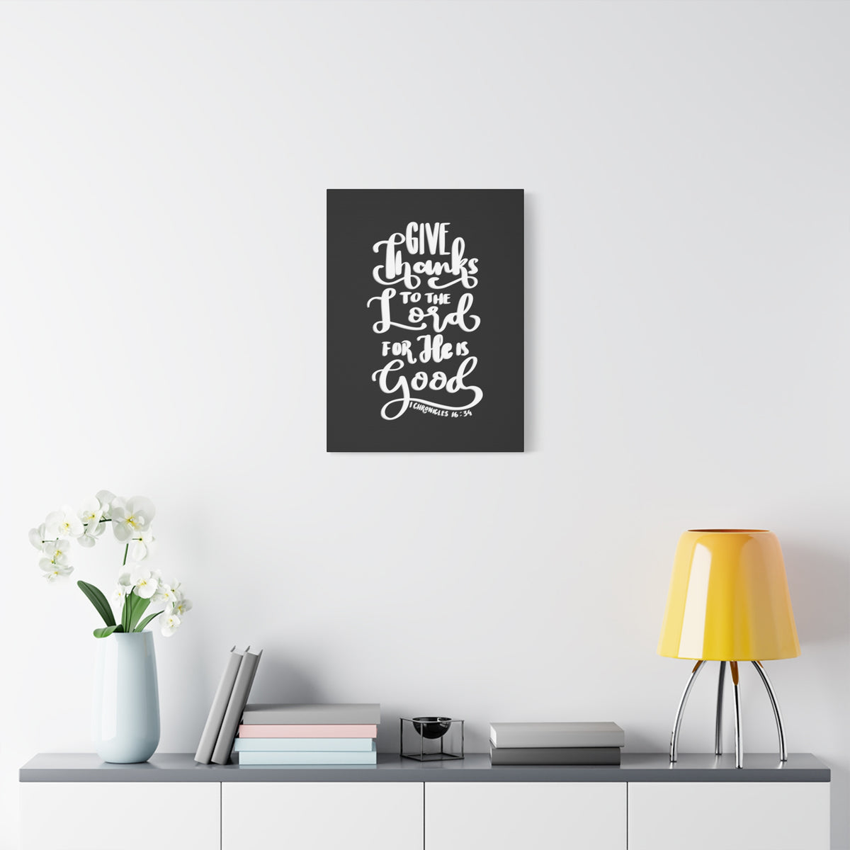 Scripture Walls Give Thanks To The Lord 1 Chronicles 16:34 Bible Verse Canvas Christian Wall Art Ready to Hang-Express Your Love Gifts