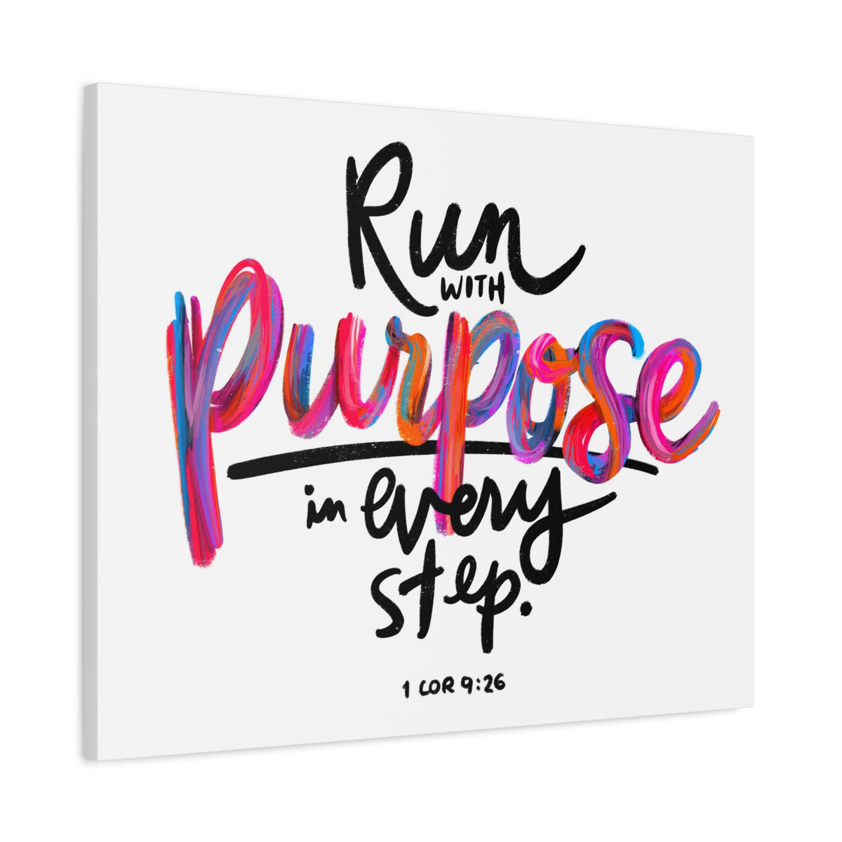 Scripture Canvas Run With Purpose 1 Corinthians 9:26 Christian Wall Art Bible Verse Print Ready to Hang-Express Your Love Gifts