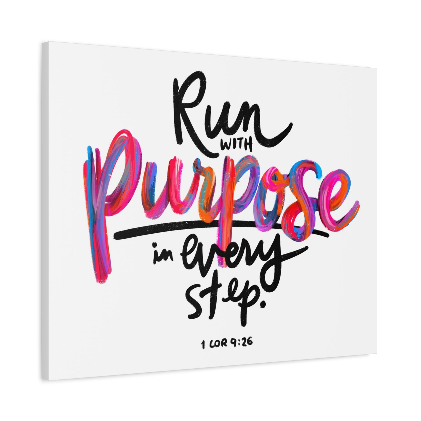 Scripture Canvas Run With Purpose 1 Corinthians 9:26 Christian Wall Art Bible Verse Print Ready to Hang-Express Your Love Gifts