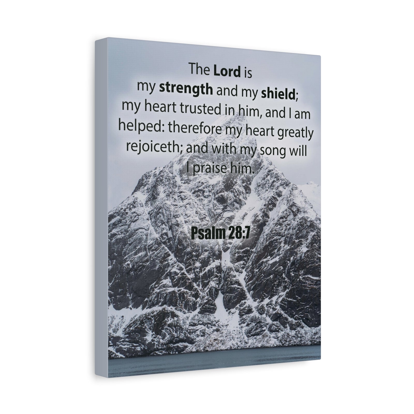 Bible Verse CanvasThe Lord is My Strength and Shield Psalm 28:7 Christian Home Decor Scripture Art-Express Your Love Gifts