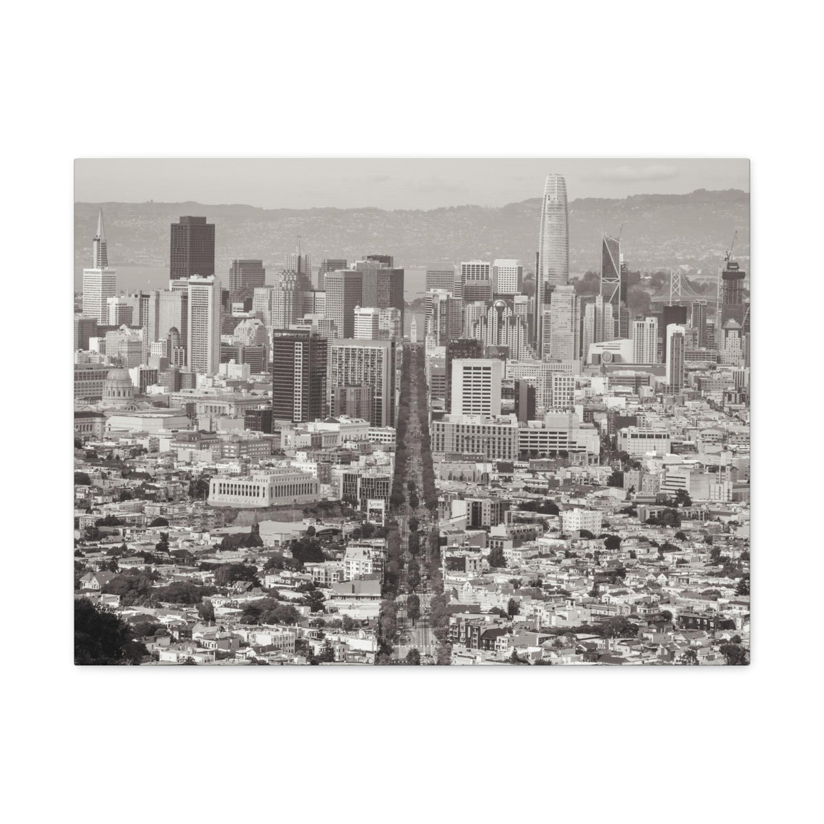 San Francisco Black And White Skyline Canvas Artwork High-Quality Breathtaking Stunning Cityscape for Home Decor Ready to Hang-Express Your Love Gifts