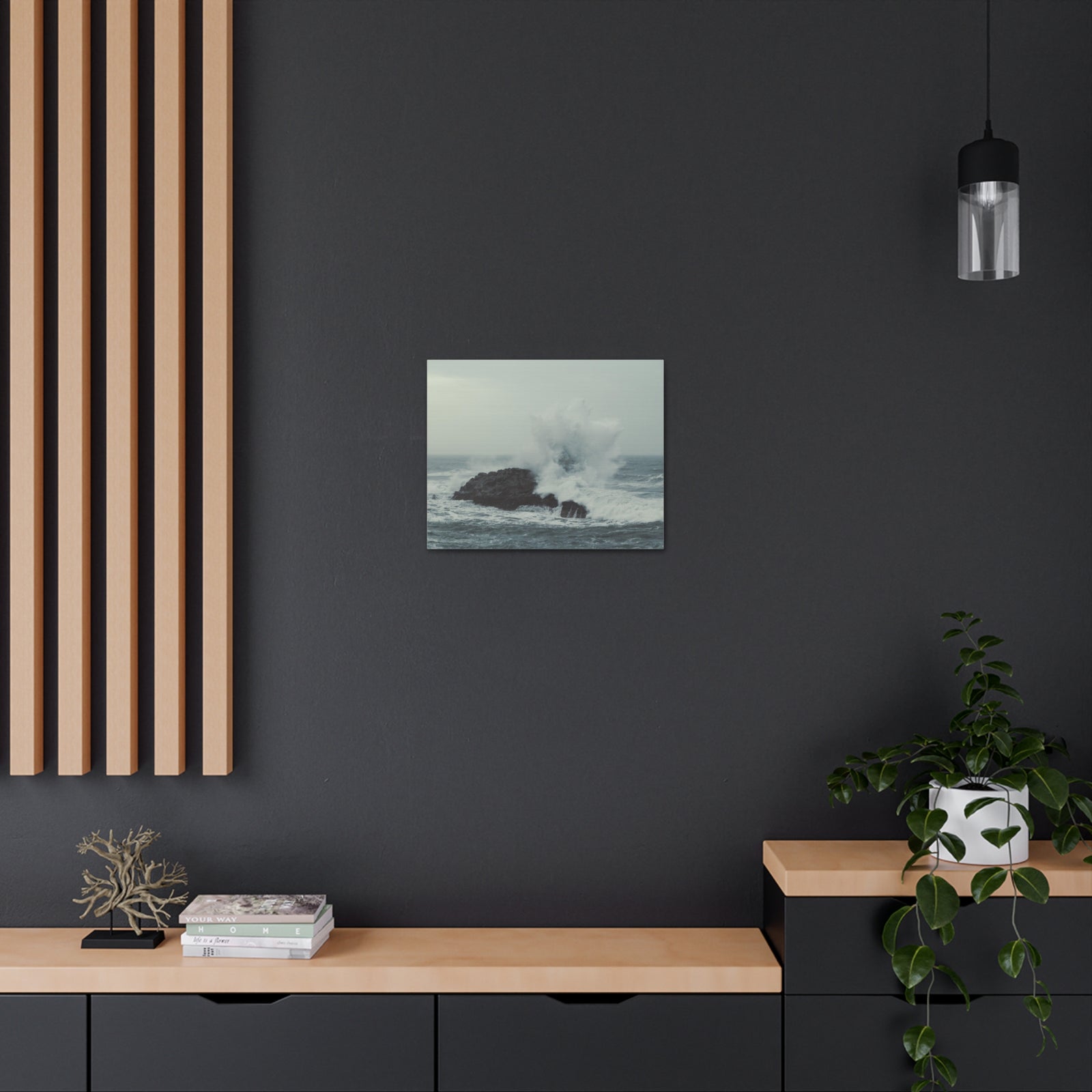 Splashing Water Rock Ocean Landscape Ocean Canvas Wall Art for Home Decor Ready-to-Hang-Express Your Love Gifts
