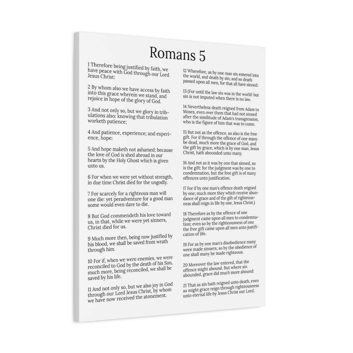 Scripture Walls Justification Romans 5 White Chapter Christian Wall Art Print Ready to Hang Unframed-Express Your Love Gifts