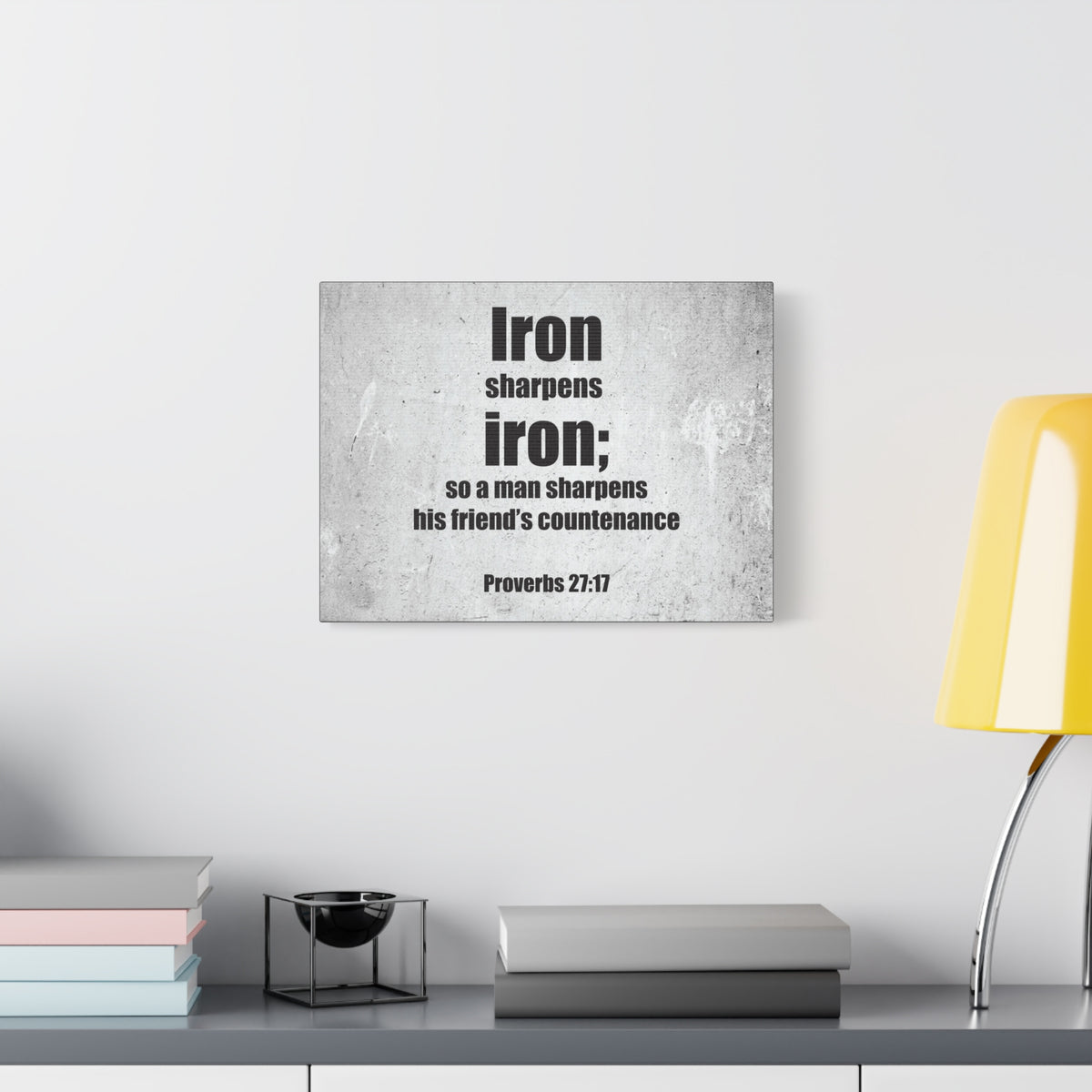 Scripture Canvas Iron Sharpens Iron Proverbs 27:17 Christian Wall Art Bible Verse Print Ready to Hang-Express Your Love Gifts
