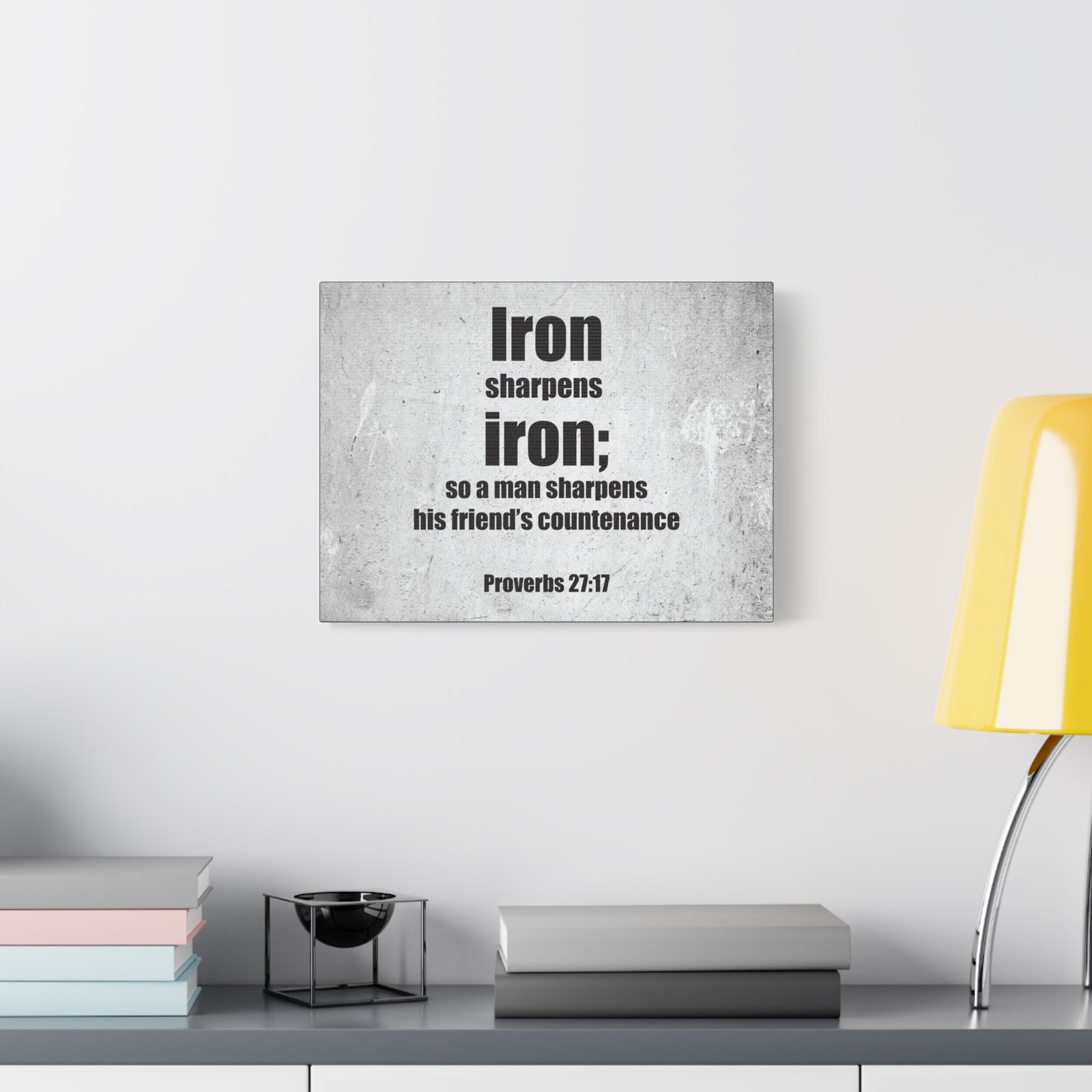 Scripture Canvas Iron Sharpens Iron Proverbs 27:17 Christian Wall Art Bible Verse Print Ready to Hang-Express Your Love Gifts