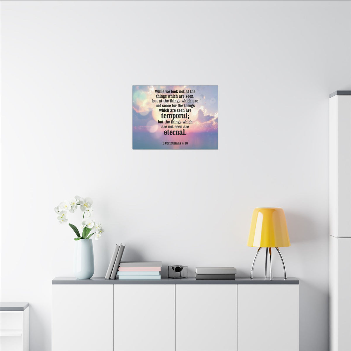 Scripture Canvas Temporal and Eternal Things 2 Corinthians 4:18 Christian Wall Art Bible Verse Print Ready to Hang-Express Your Love Gifts