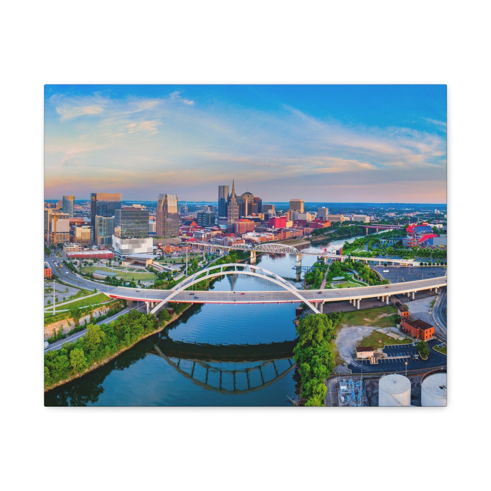 Nashville Daytime Skyline Canvas Artwork High-Quality Breathtaking Stunning Cityscape for Home Decor Ready to Hang-Express Your Love Gifts