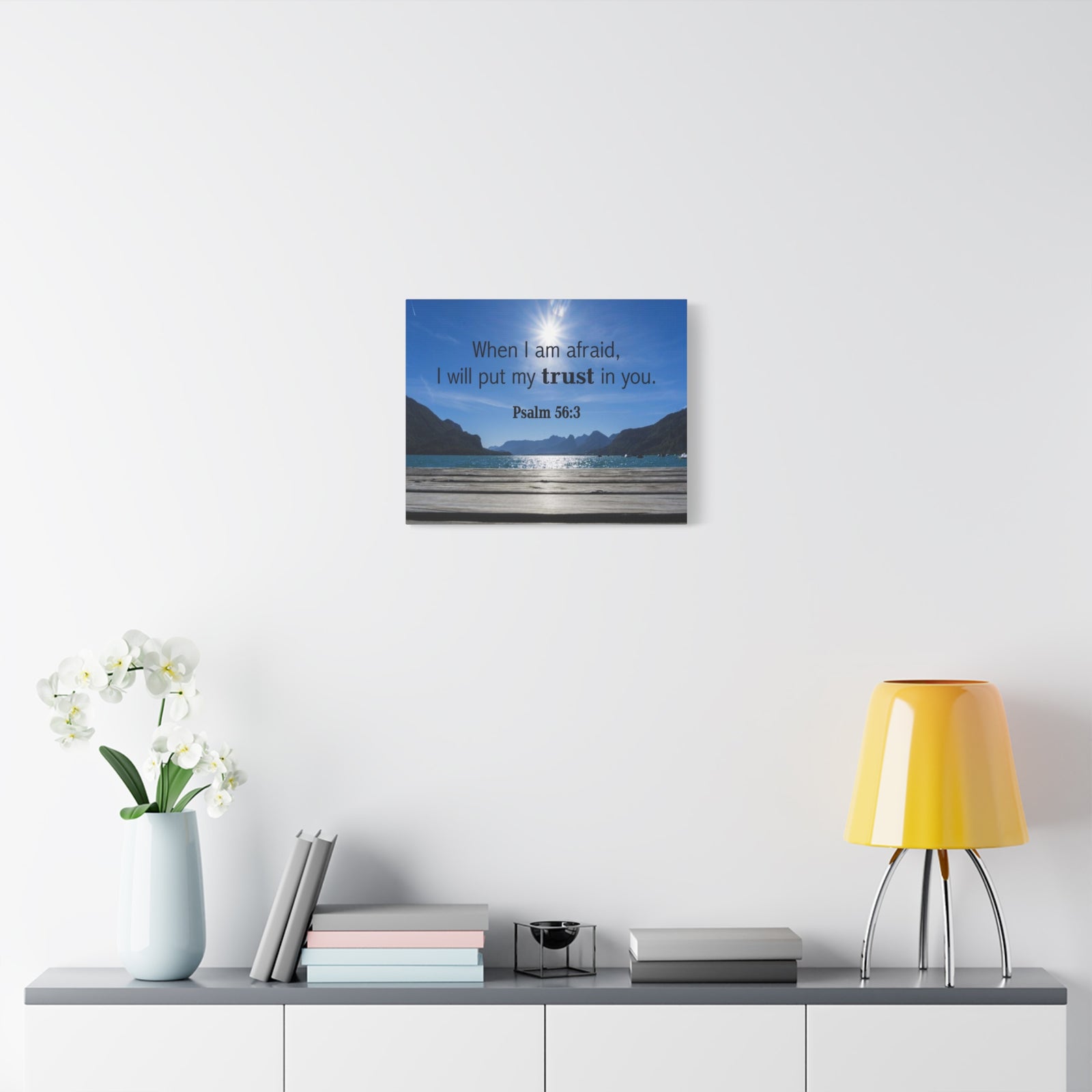 Scripture Canvas Trust Psalm 56:3 Christian Wall Art Bible Verse Print Ready to Hang-Express Your Love Gifts