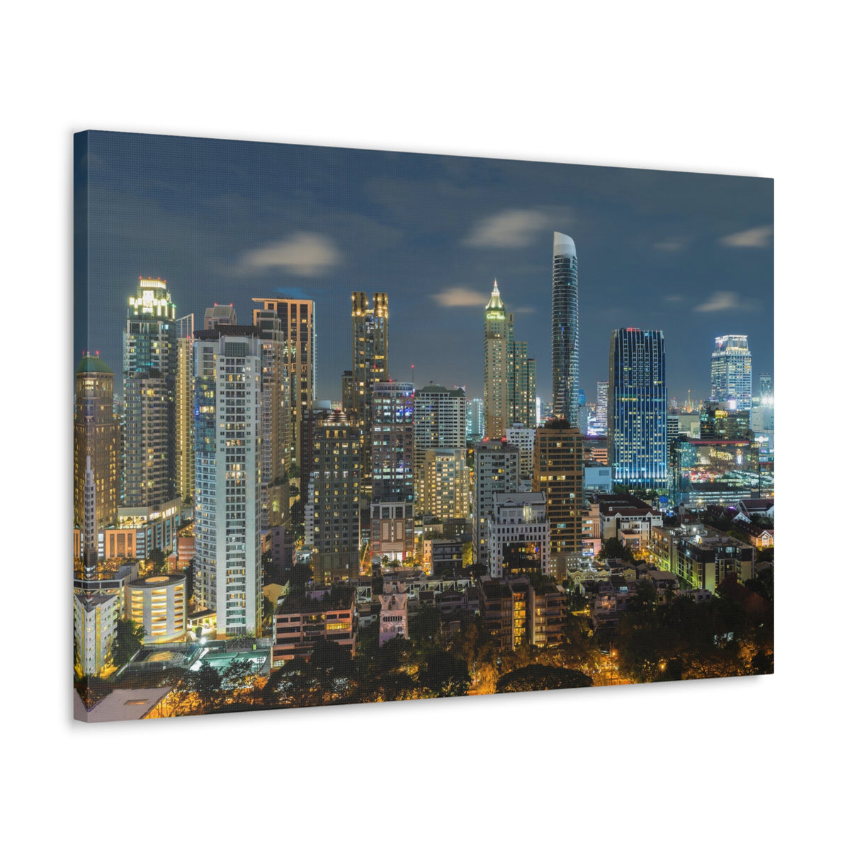 Bangkok Night Skyline Canvas Artwork High-Quality Breathtaking Stunning Cityscape for Home Decor Ready to Hang-Express Your Love Gifts