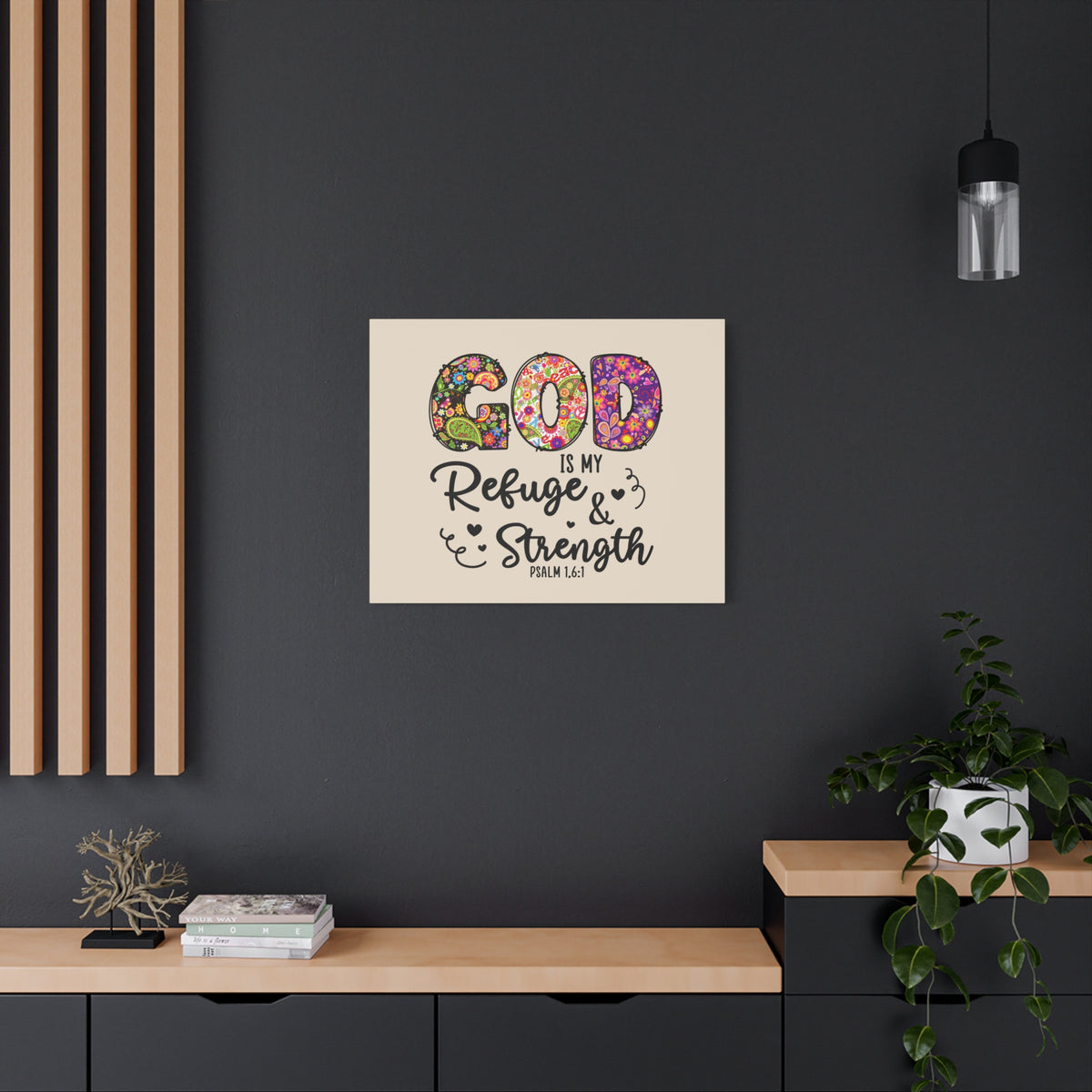 Scripture Walls Refuge & Strength Psalm 1,6:1 Floral Bible Verse Canvas Christian Wall Art Ready to Hang-Express Your Love Gifts
