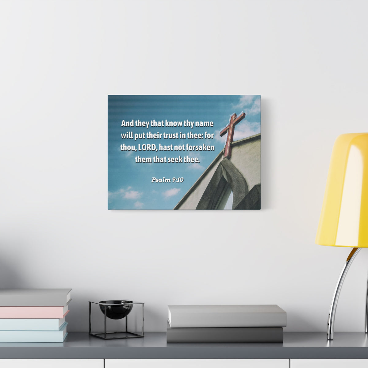 Scripture Canvas Trust In Thee Psalms 9:10 Christian Wall Art Bible Verse Print Ready to Hang-Express Your Love Gifts