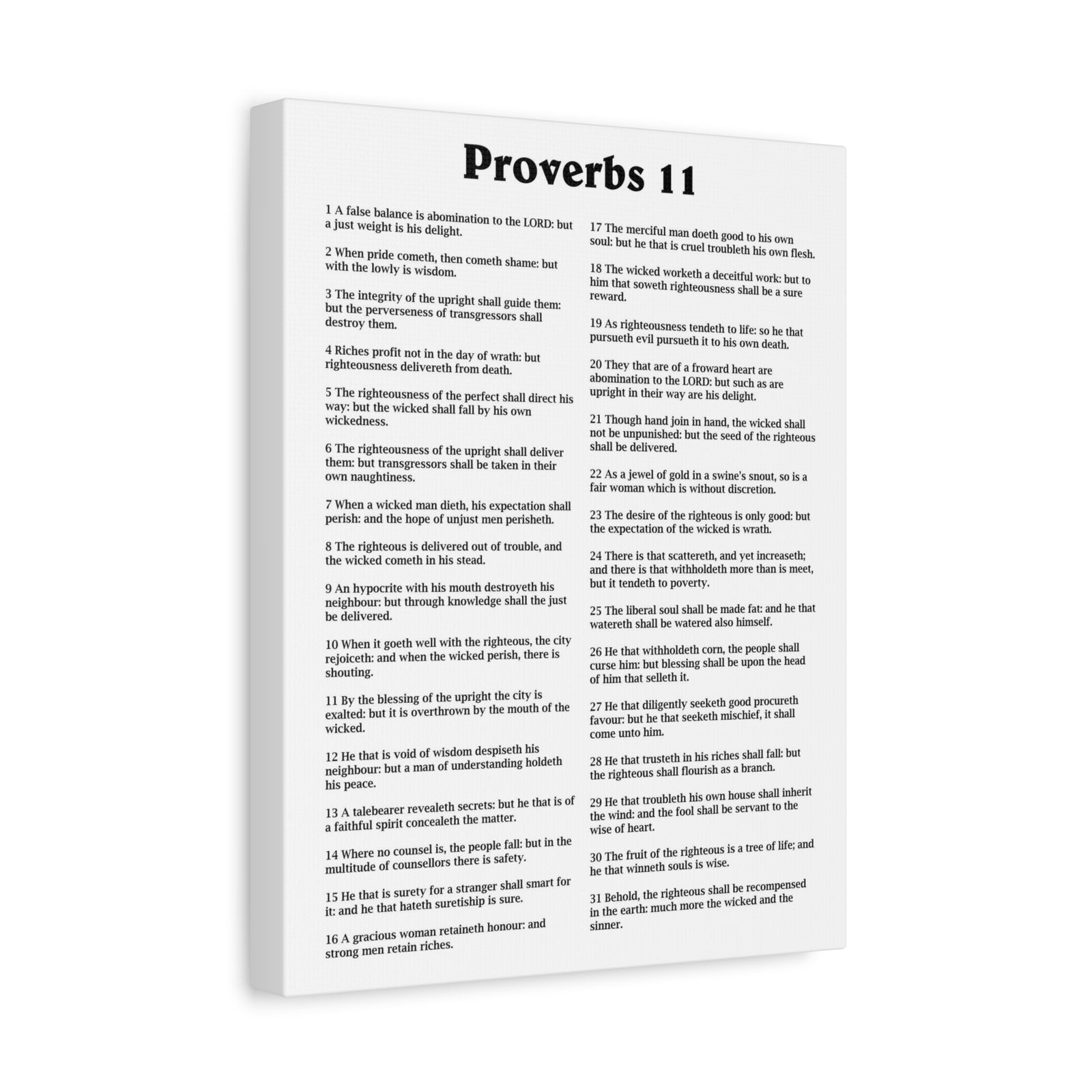 Scripture Walls Proverbs Chapter 11 White Bible Canvas Christian Wall Art Ready to Hang Unframed-Express Your Love Gifts