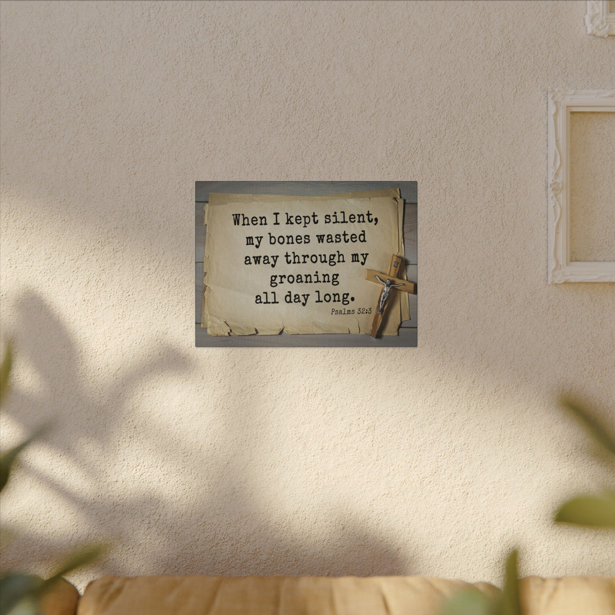 Scripture Walls All Day Long Psalms 32:3 Bible Verse Canvas Christian Wall Art Ready to Hang-Express Your Love Gifts