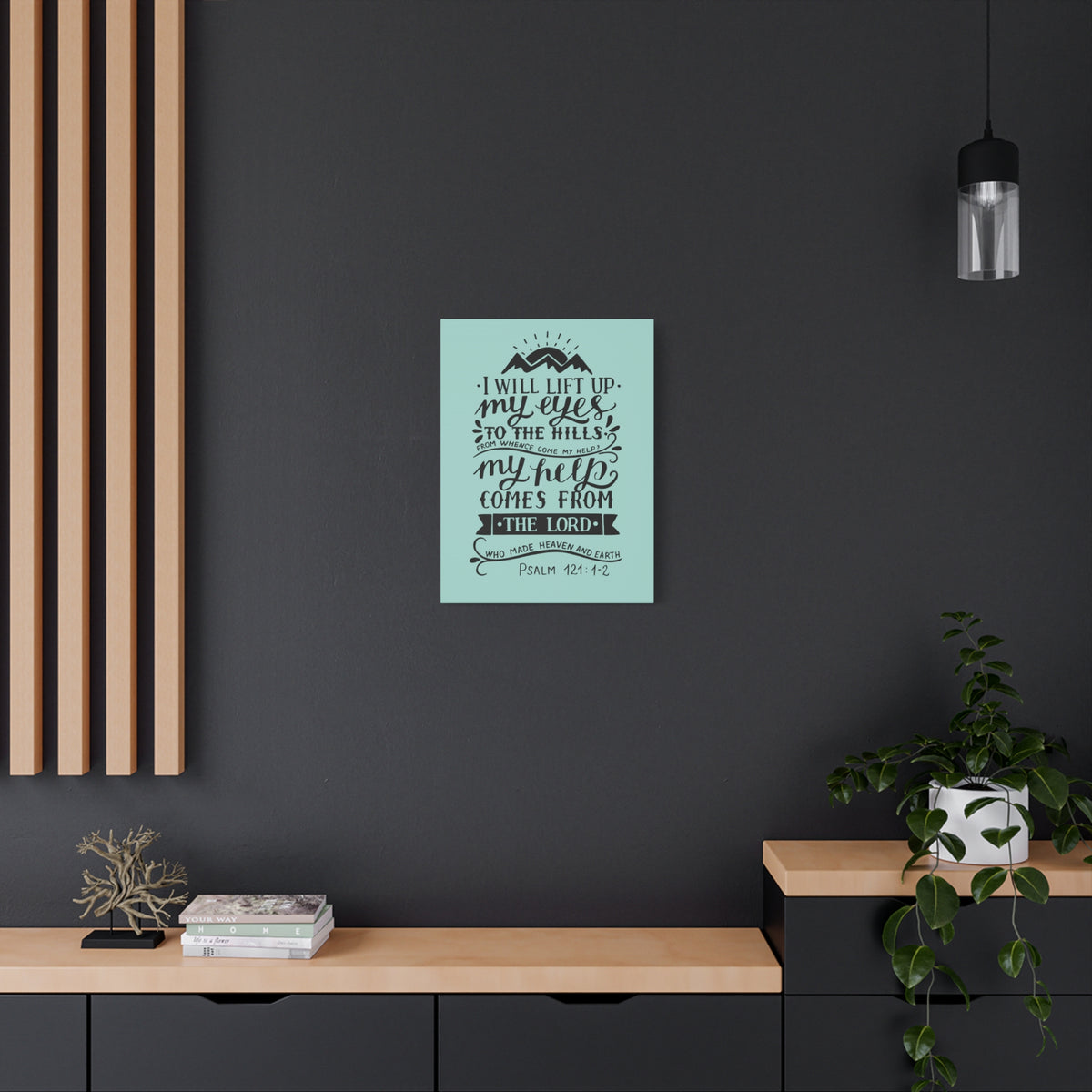 Scripture Canvas I Will Lift Up Psalm 121:1-2 Christian Wall Art Bible Verse Print Ready To Hang-Express Your Love Gifts