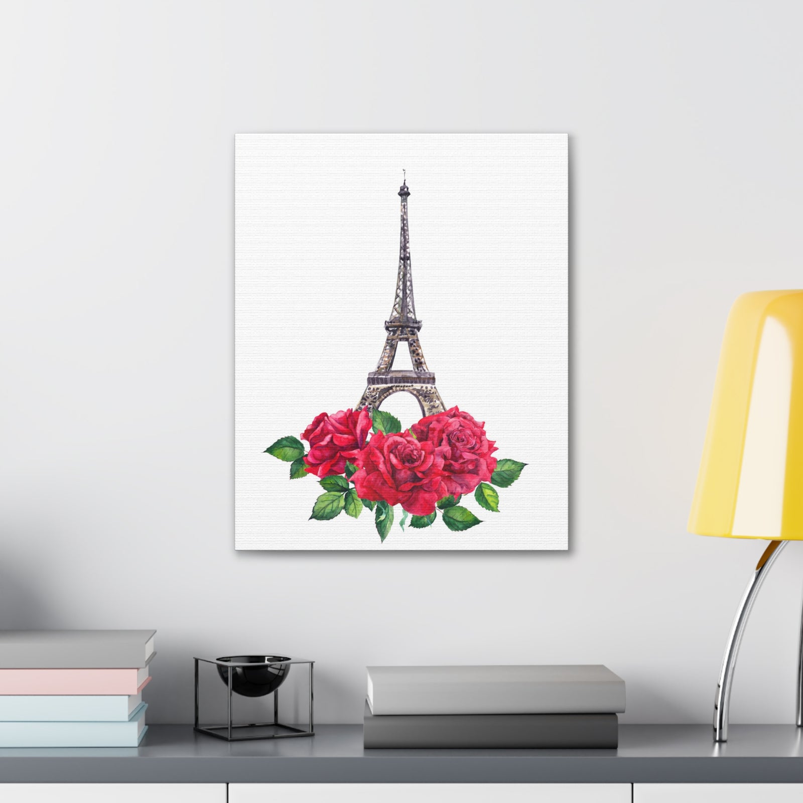 Eiffel Tower Red Rose Paris Illustration France Canvas Artwork High-Quality Breathtaking French City for Home Decor Ready to Hang-Express Your Love Gifts