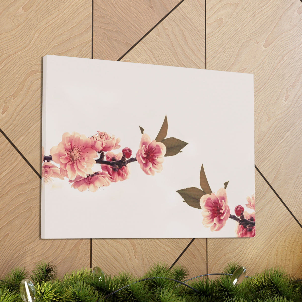Peach Blossoms with Space Forest Floral Nature Photography Canvas Wall Art for Home Decor Ready-to-Hang-Express Your Love Gifts