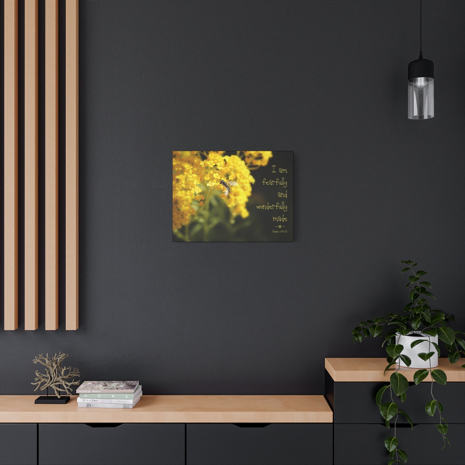 Scripture Walls Wonderfully Made Psalm 139:14 Bee Bible Verse Canvas Christian Wall Art Ready to Hang-Express Your Love Gifts