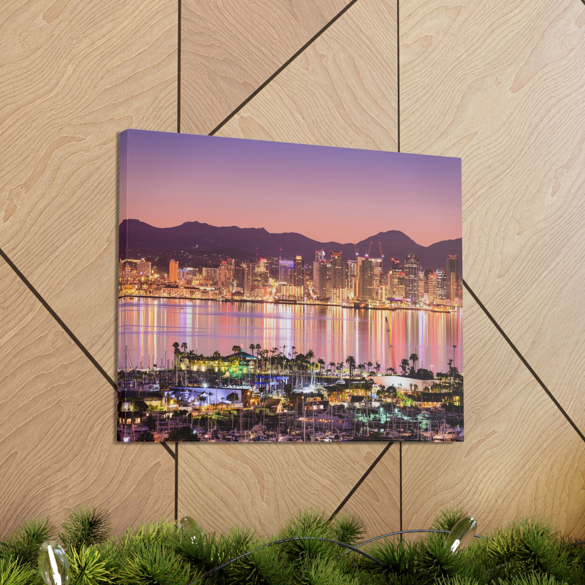 San Diego Night Skyline Canvas Artwork High-Quality Breathtaking Stunning Cityscape for Home Decor Ready to Hang-Express Your Love Gifts