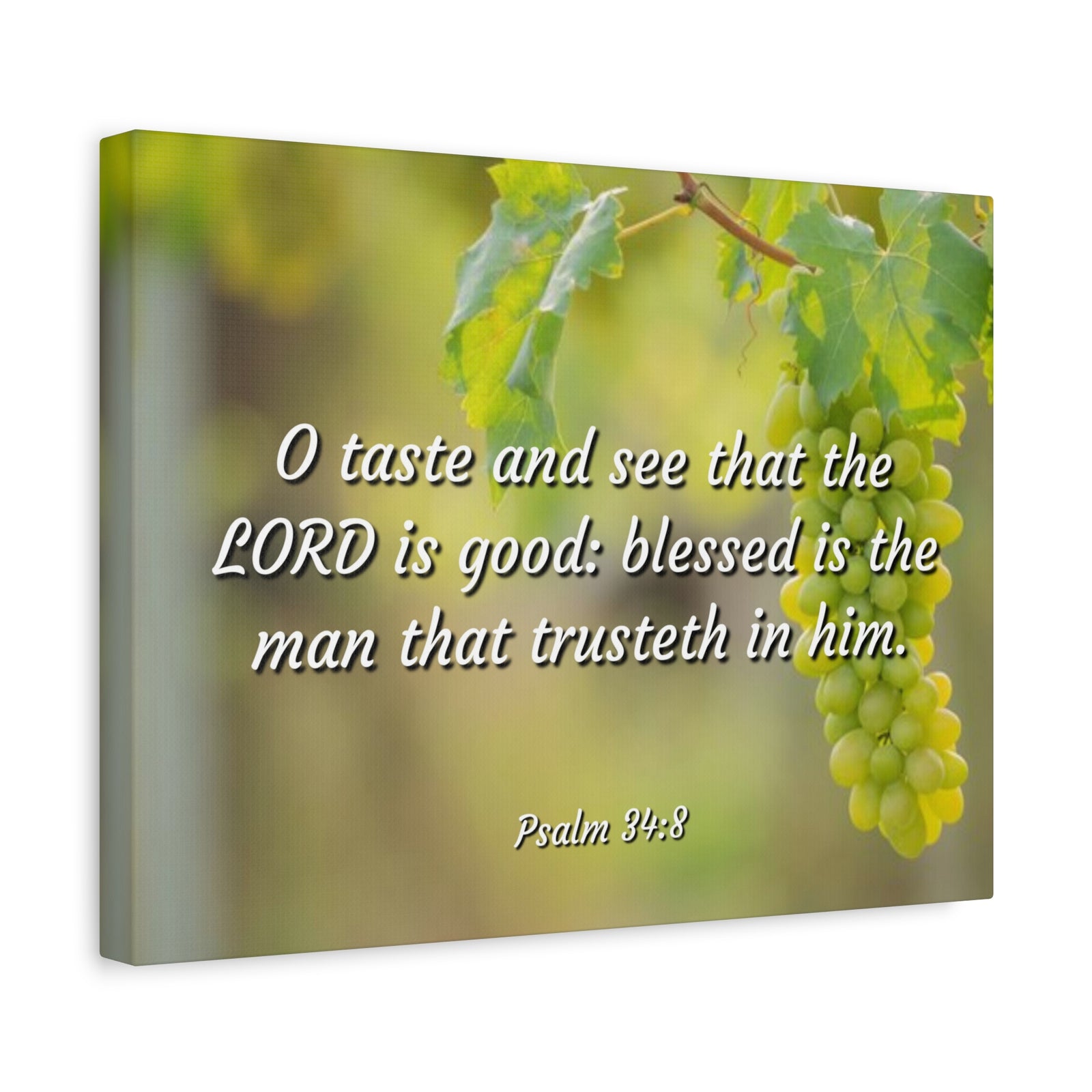 Scripture Canvas Lord Is Good Psalm 34:8 Christian Wall Art Bible Verse Print Ready to Hang-Express Your Love Gifts
