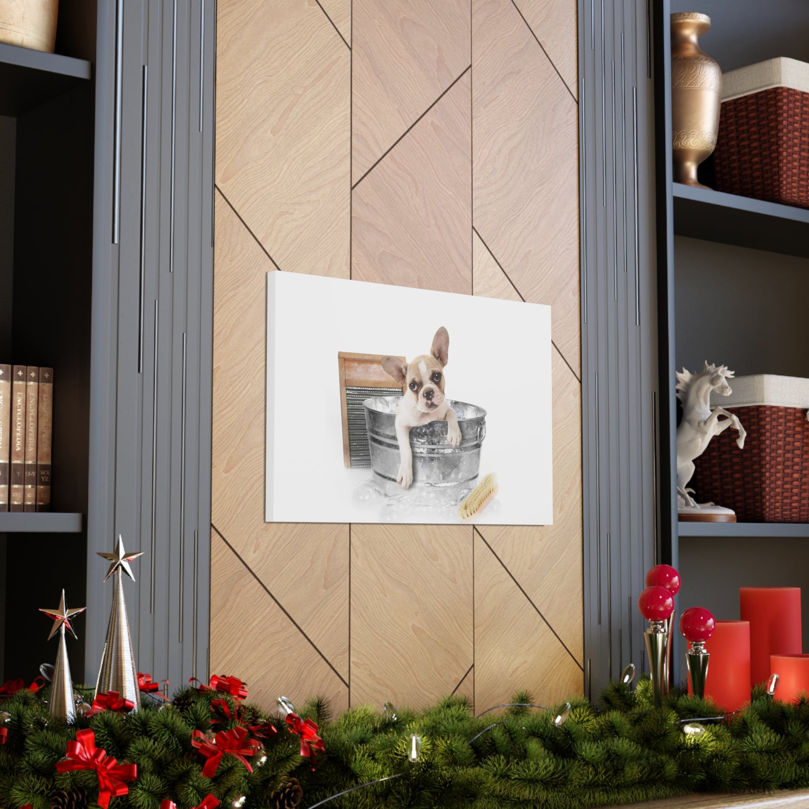 Cute French Bulldog Bath Canvas Wall Art for Home Decor Ready-to-Hang-Express Your Love Gifts