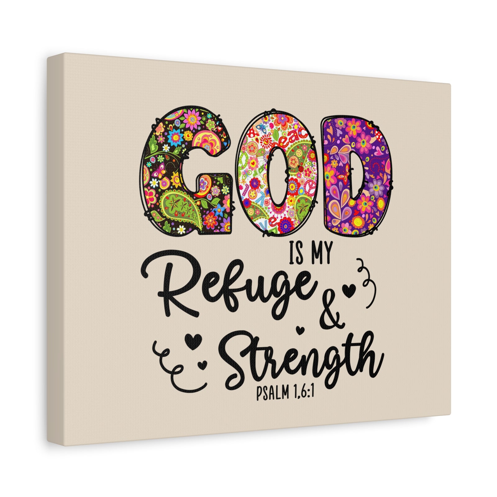 Scripture Walls Refuge & Strength Psalm 1,6:1 Floral Bible Verse Canvas Christian Wall Art Ready to Hang-Express Your Love Gifts