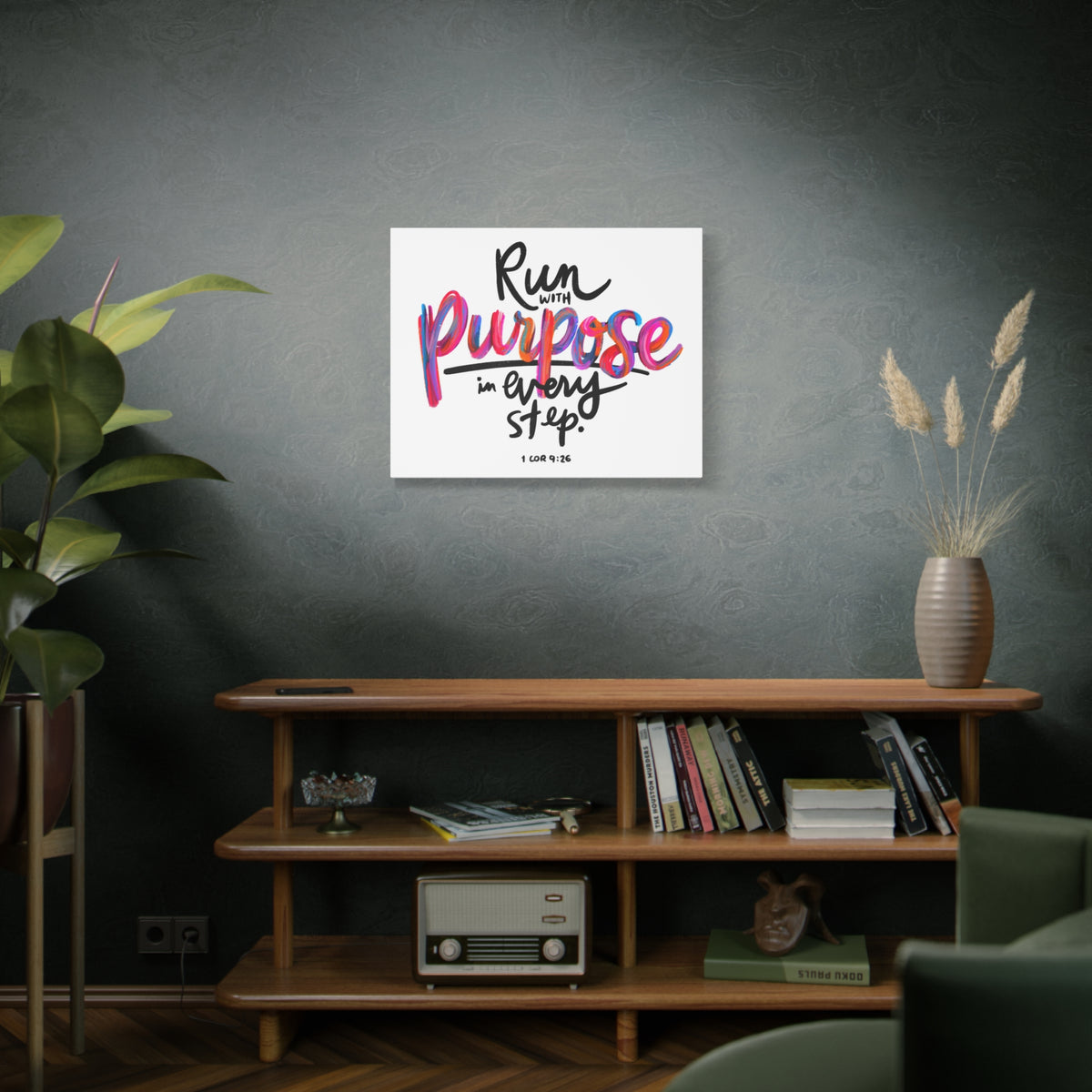 Scripture Canvas Run With Purpose 1 Corinthians 9:26 Christian Wall Art Bible Verse Print Ready to Hang-Express Your Love Gifts