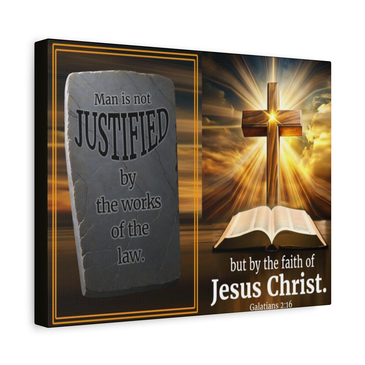 Scripture Walls Galatians 2:16 Faith &amp; Law Bible Verse Canvas Christian Wall Art Ready to Hang Unframed-Express Your Love Gifts