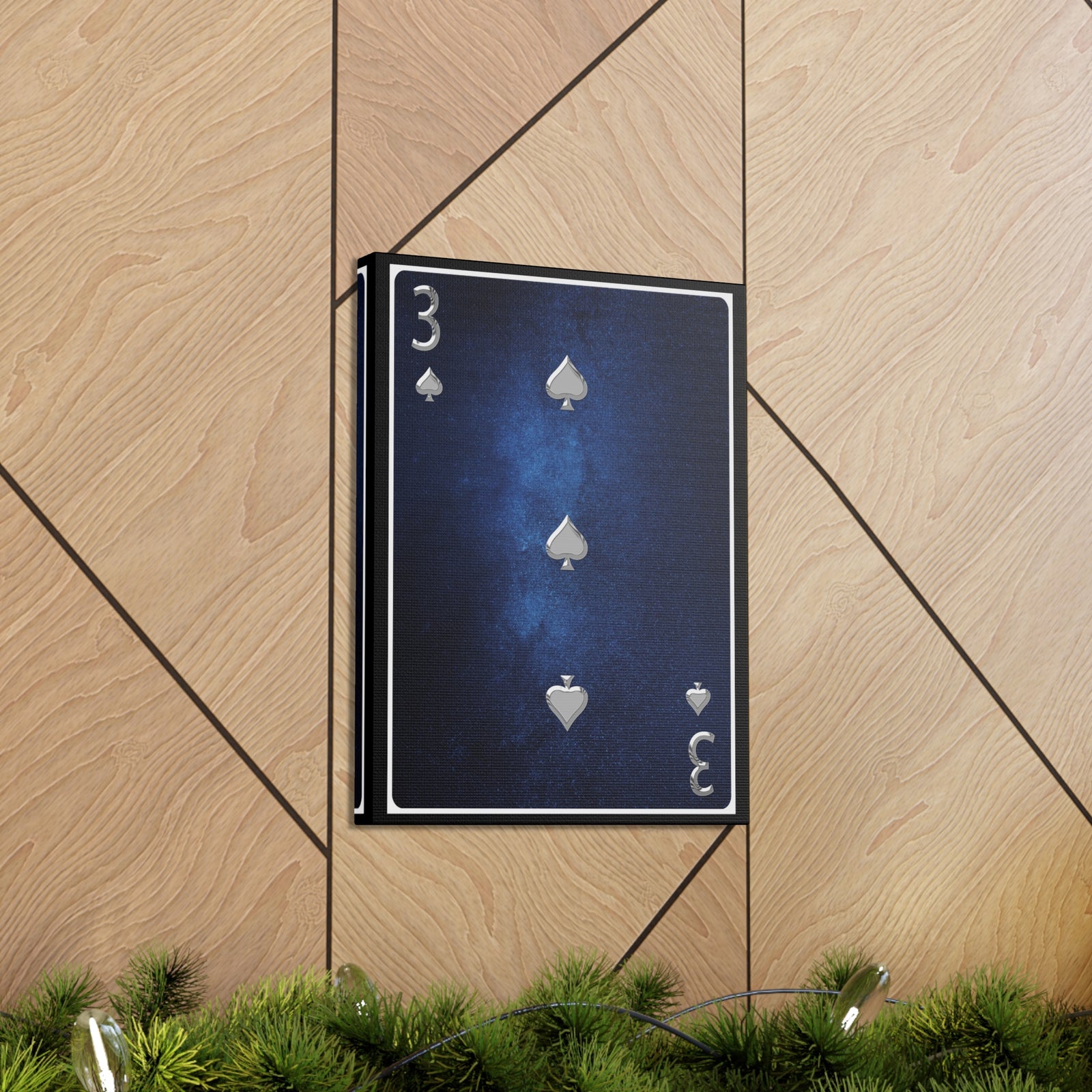 Three Of Spades Space Background Playing Card Canvas Wall Art for Home Decor Ready-to-Hang-Express Your Love Gifts