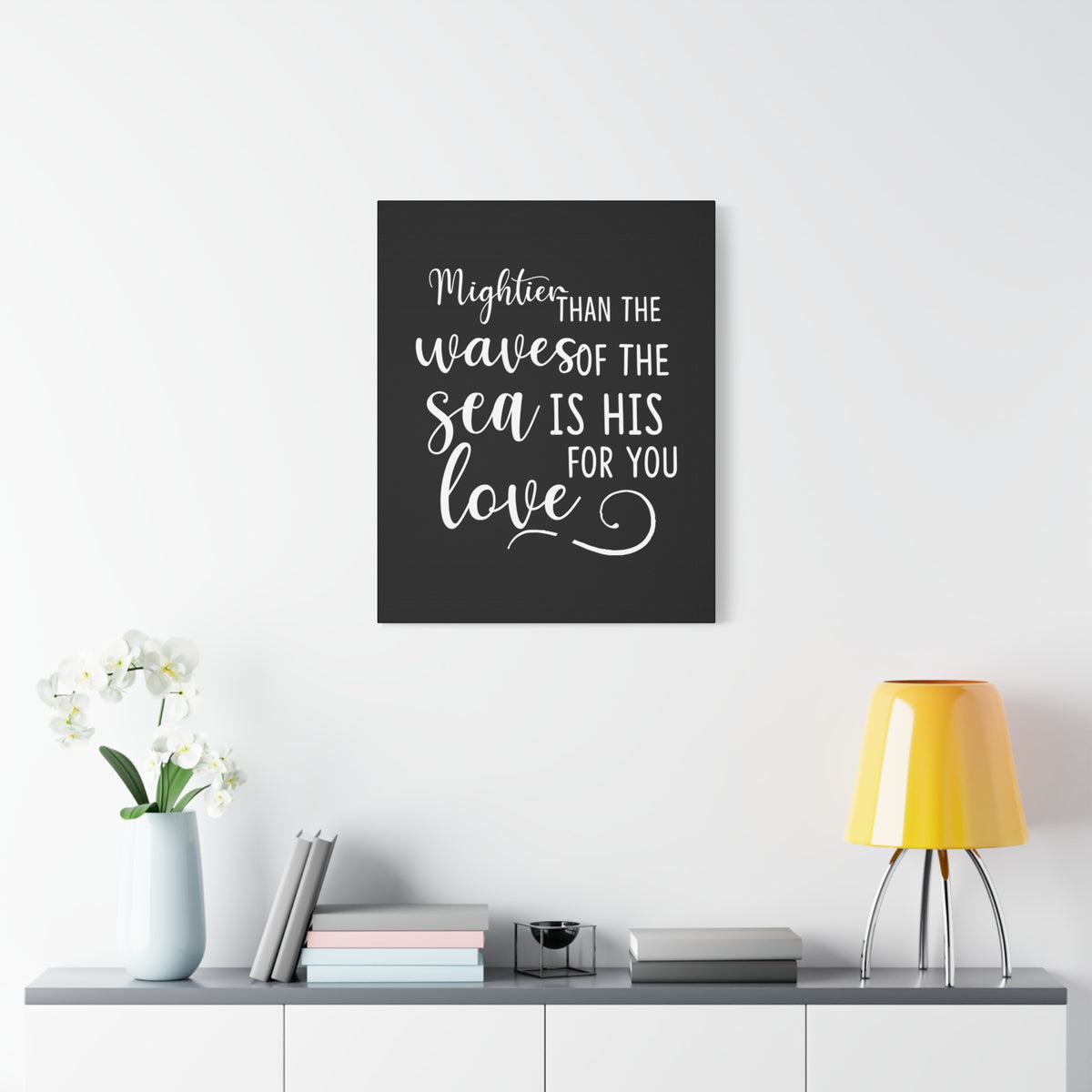 Scripture Canvas Mightier Than The Waves Of The Sea Psalm 93:4 Christian Wall Art Bible Verse Print Ready to Hang-Express Your Love Gifts