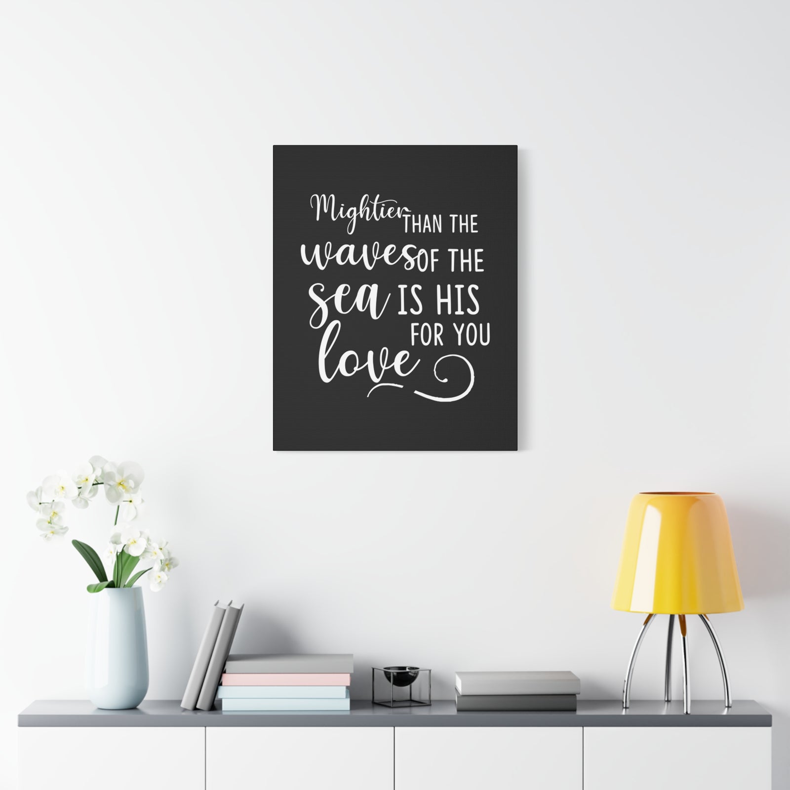 Scripture Canvas Mightier Than The Waves Of The Sea Psalm 93:4 Christian Wall Art Bible Verse Print Ready to Hang-Express Your Love Gifts