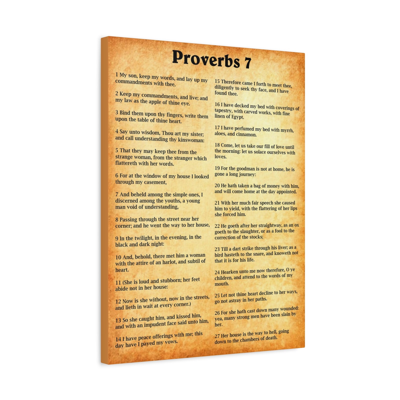 Scripture Walls Proverbs Chapter 7 Gold Bible Canvas Christian Wall Art Ready to Hang Unframed-Express Your Love Gifts