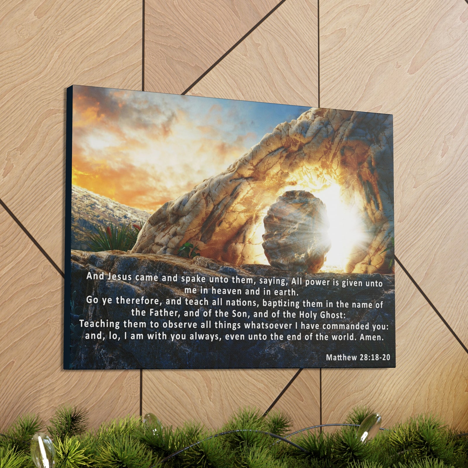 Scripture Walls Matthew 28:18-20 KJV Bible Verse Canvas Christian Wall Art Ready to Hang Unframed-Express Your Love Gifts