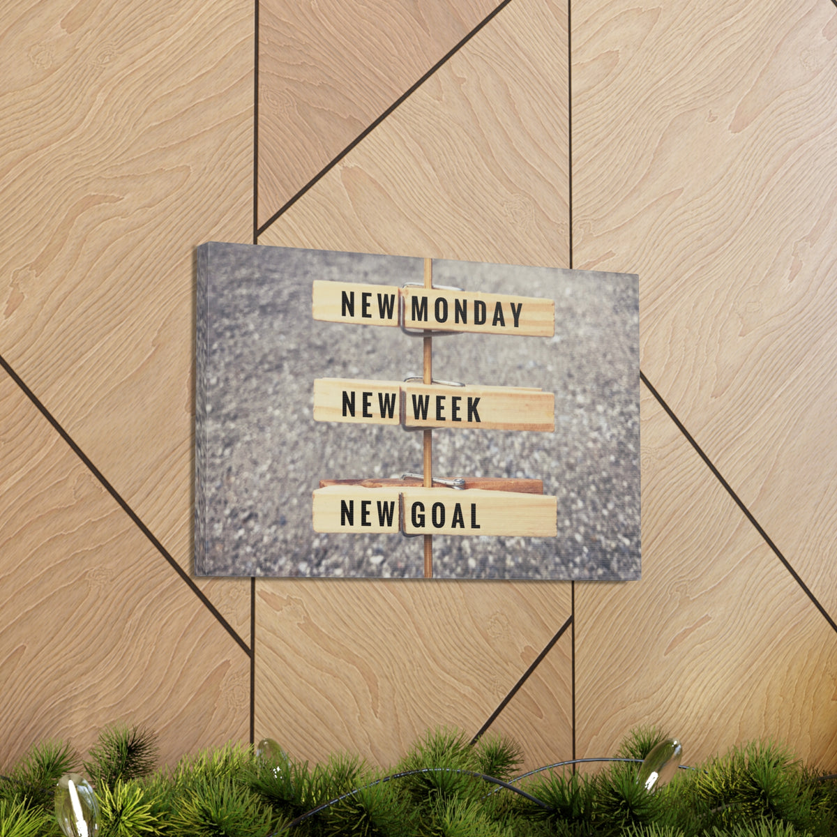 Inspirational Quote Canvas New Monday New Goal Motivational Print Ready to Hang Artwork-Express Your Love Gifts