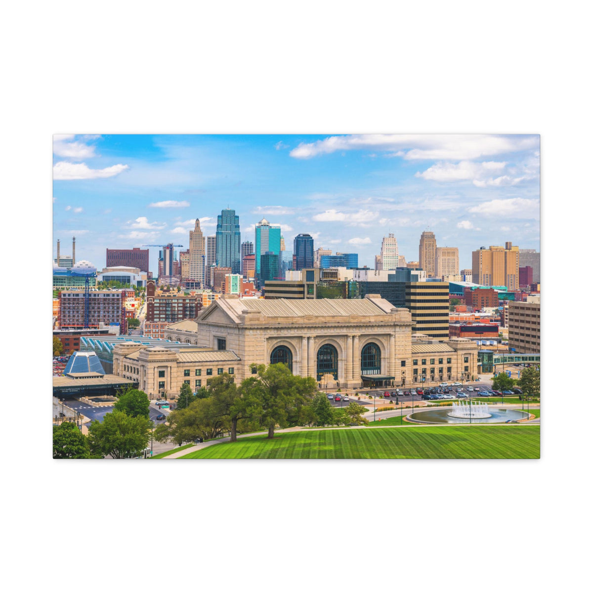Kansas City Daytime Skyline Canvas Artwork High-Quality Breathtaking Stunning Cityscape for Home Decor Ready to Hang-Express Your Love Gifts