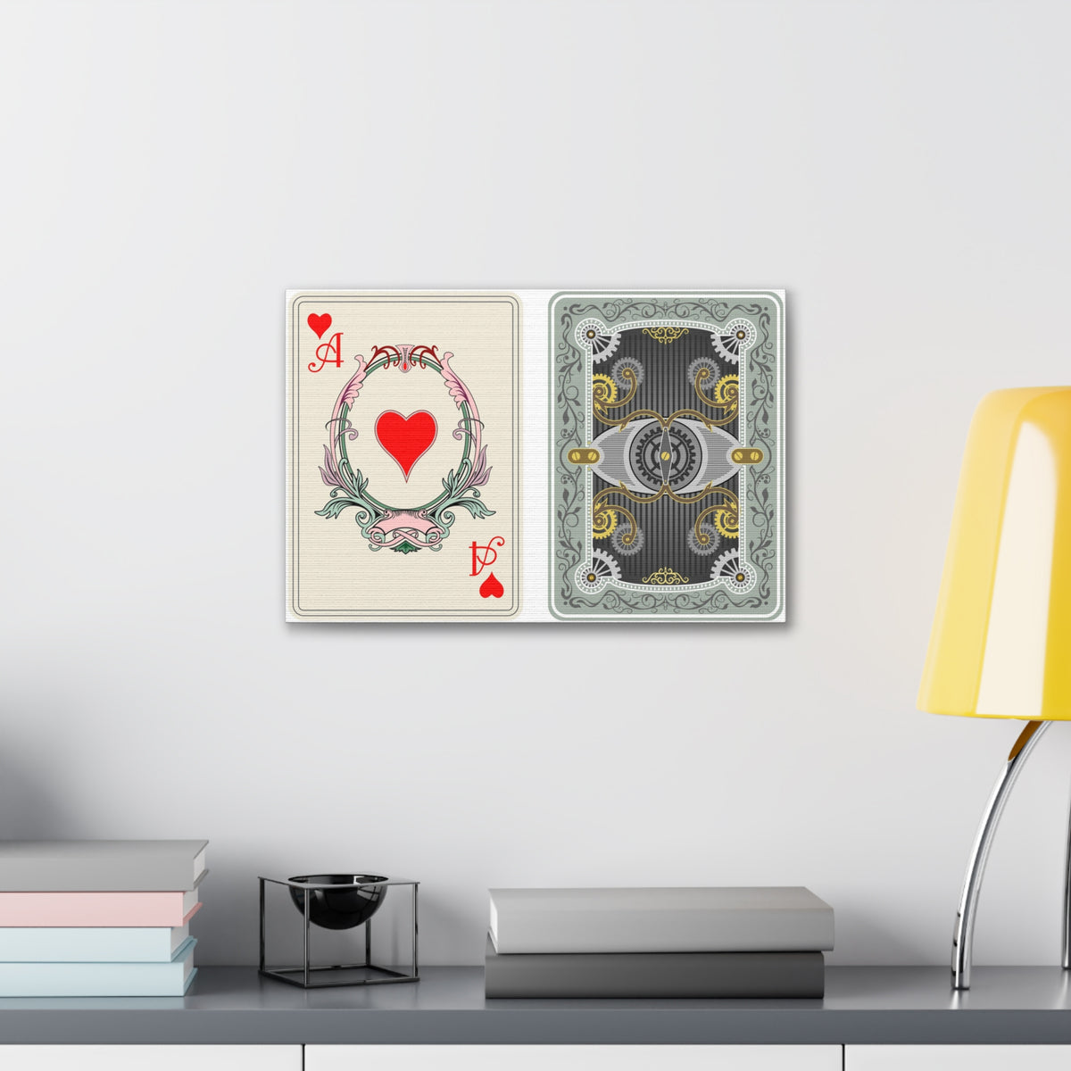 Steampunk Style Ace Of Hearts Playing Card Canvas Wall Art for Home Decor Ready-to-Hang-Express Your Love Gifts