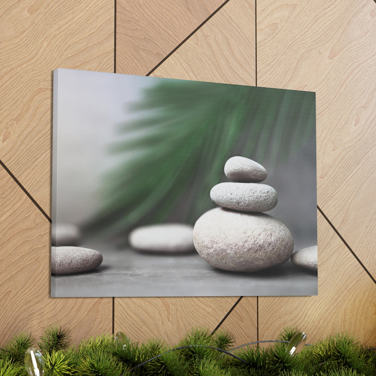 Spa Stones with Palm Forest Floral Nature Photography Canvas Wall Art for Home Decor Ready-to-Hang-Express Your Love Gifts