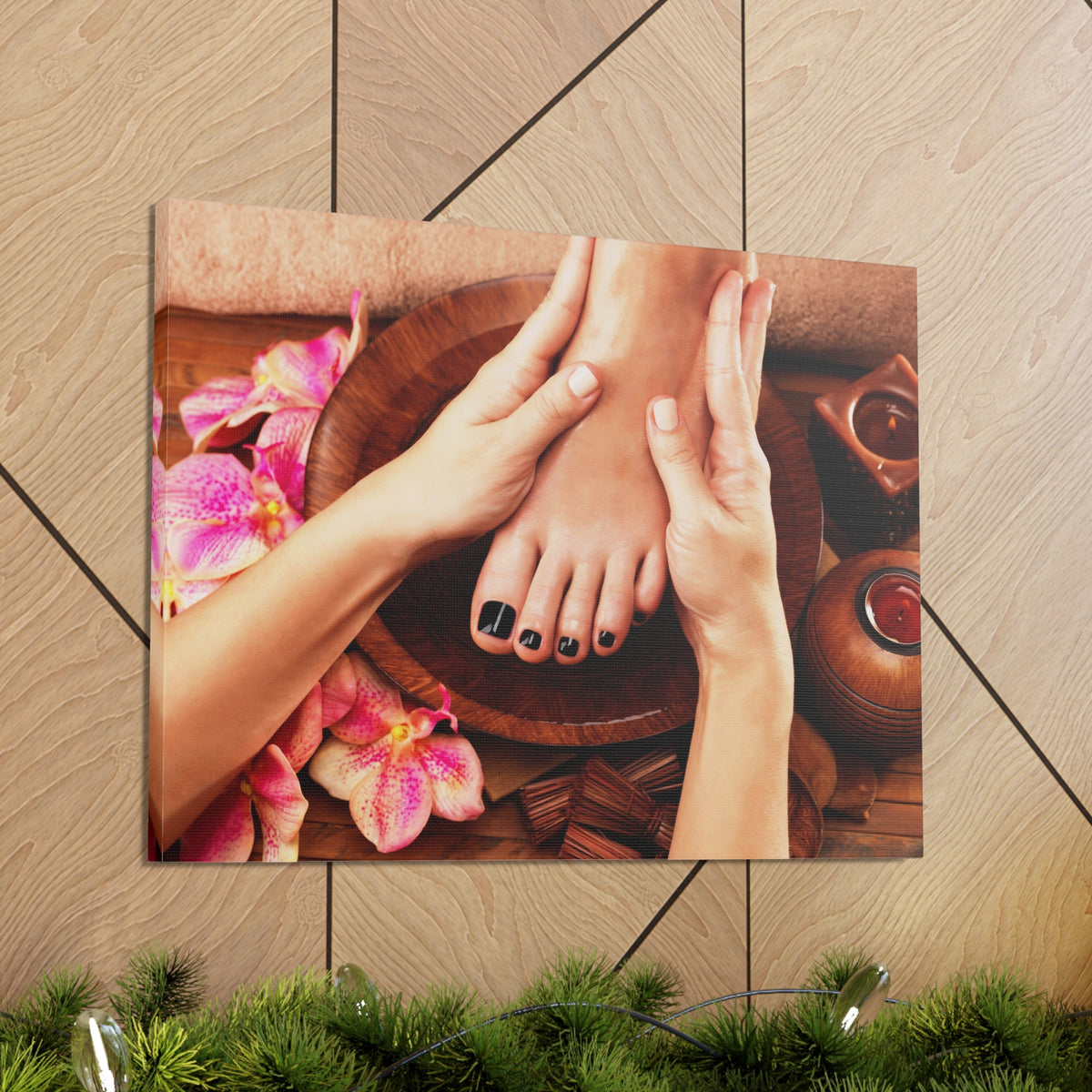 Massage Woman Foot Forest Floral Nature Photography Canvas Wall Art for Home Decor Ready-to-Hang-Express Your Love Gifts
