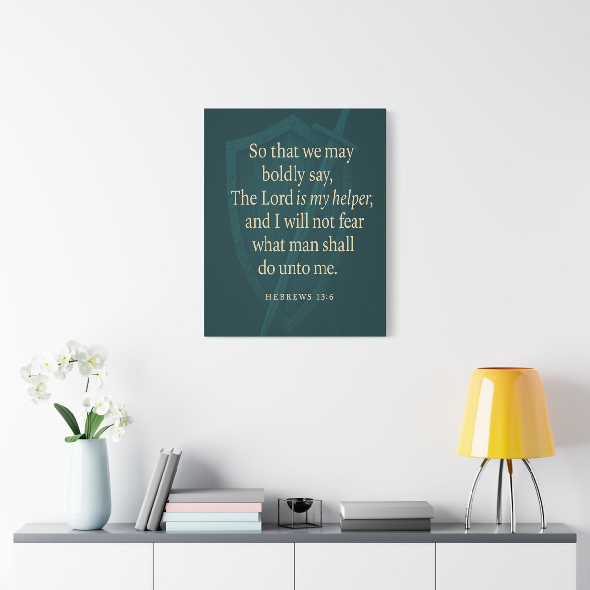 Bible Verse Canvas Hebrews 13:6 Christian Home Décor Wall Art Scripture Ready to Hang Faith Print-Express Your Love Gifts