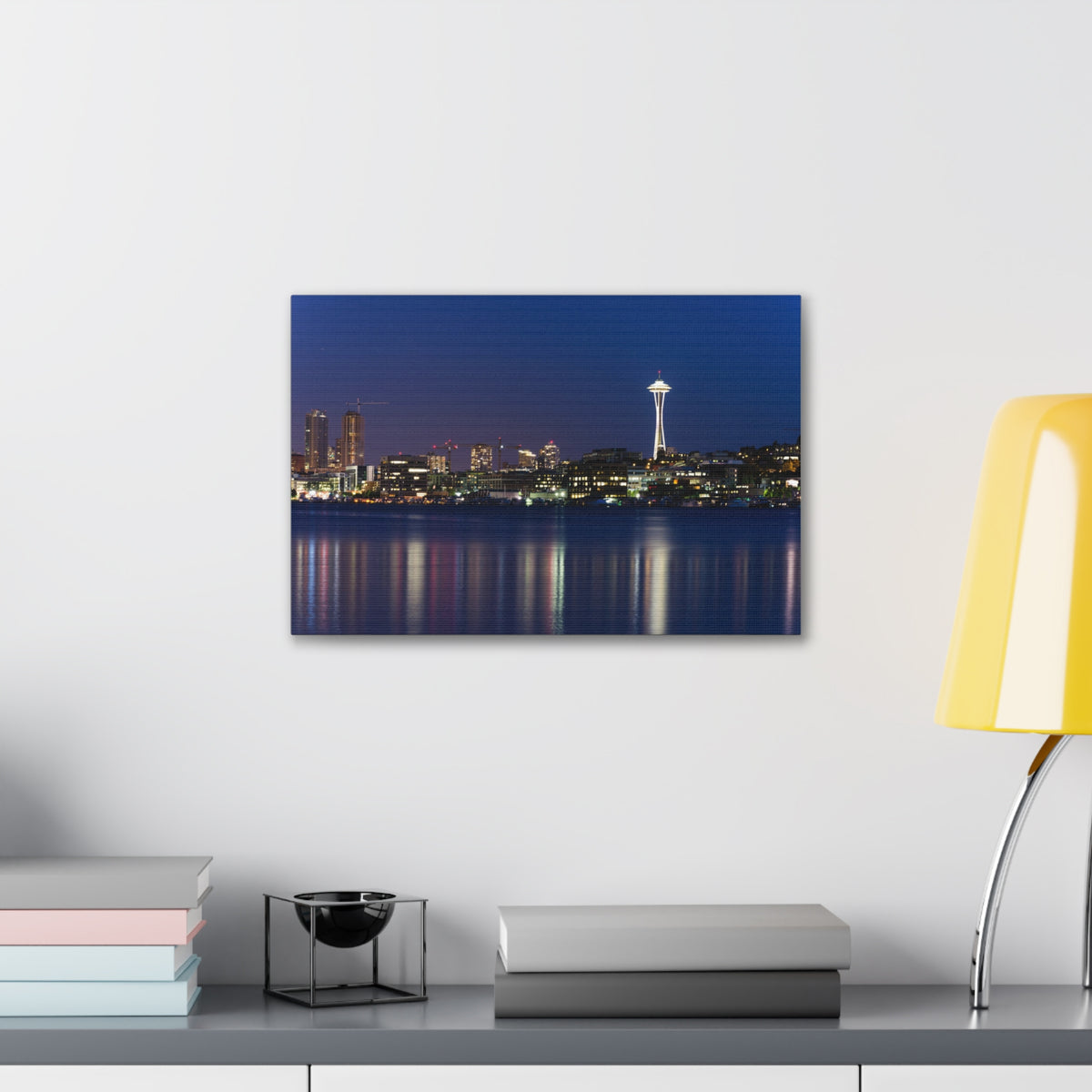 Seattle Night Skyline Canvas Artwork High-Quality Breathtaking Stunning Cityscape for Home Decor Ready to Hang-Express Your Love Gifts