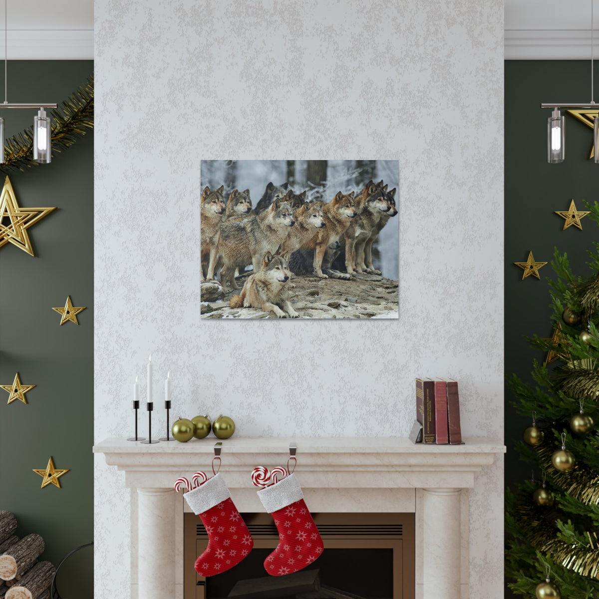 Wolf Pack Ready To Hang Stretched Canvas Wall Art-Express Your Love Gifts