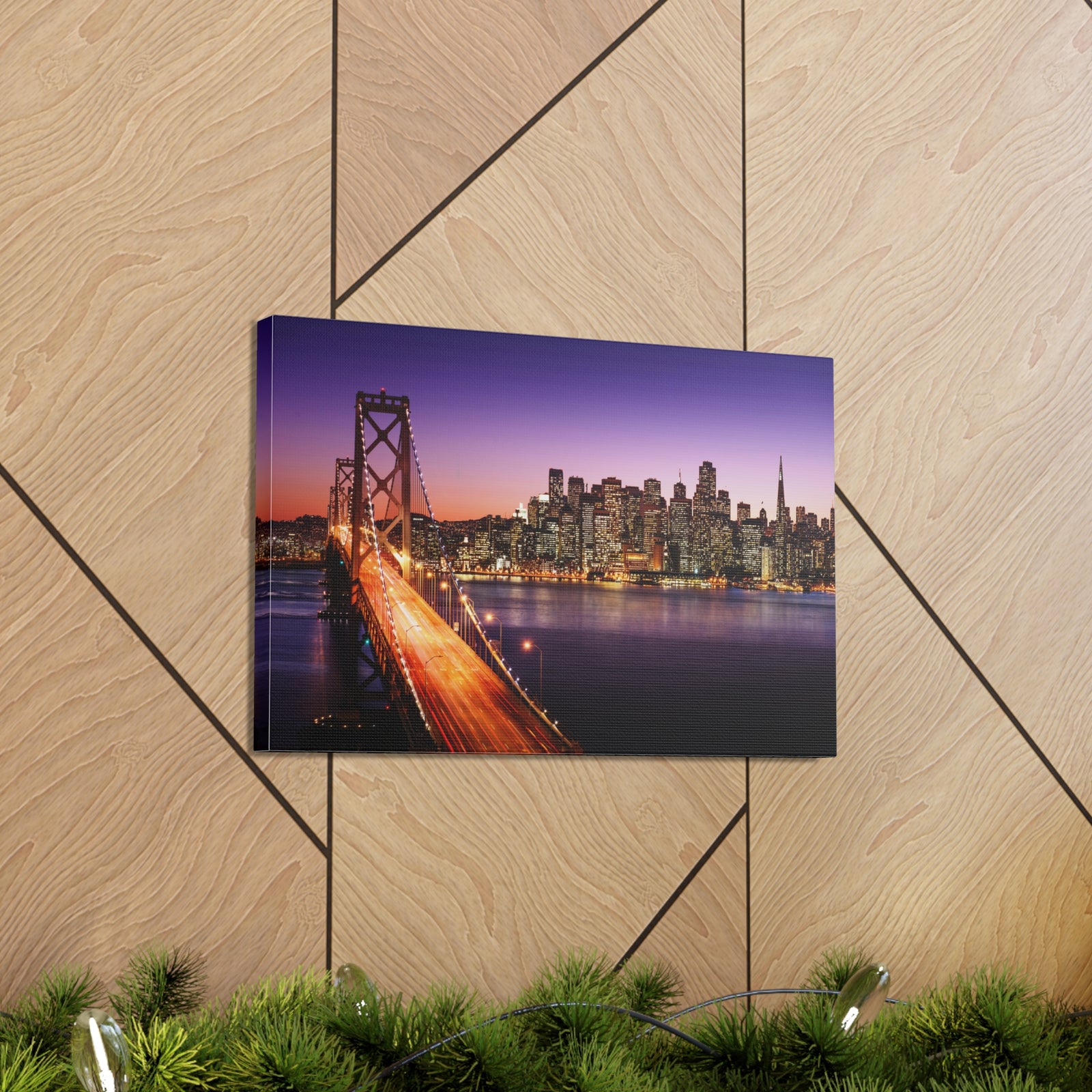 San Francisco Night Skyline Canvas Artwork High-Quality Breathtaking Stunning Cityscape for Home Decor Ready to Hang-Express Your Love Gifts