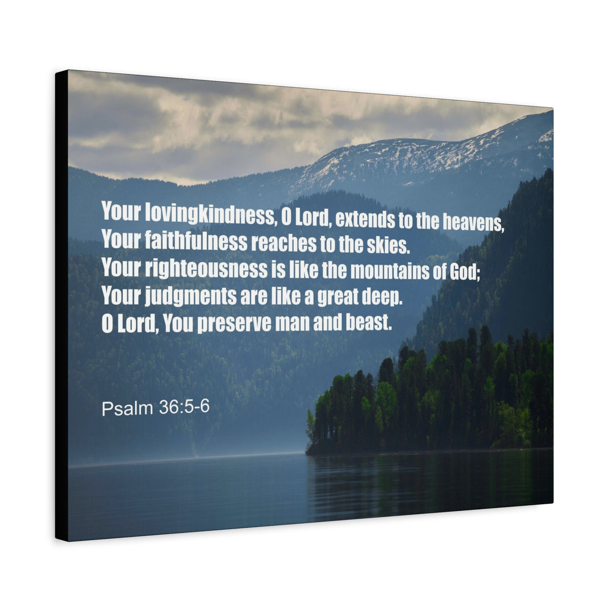 Scripture Canvas Your Lovingkindness Psalm 36:5-6 Christian Wall Art Bible Verse Print Ready to Hang-Express Your Love Gifts