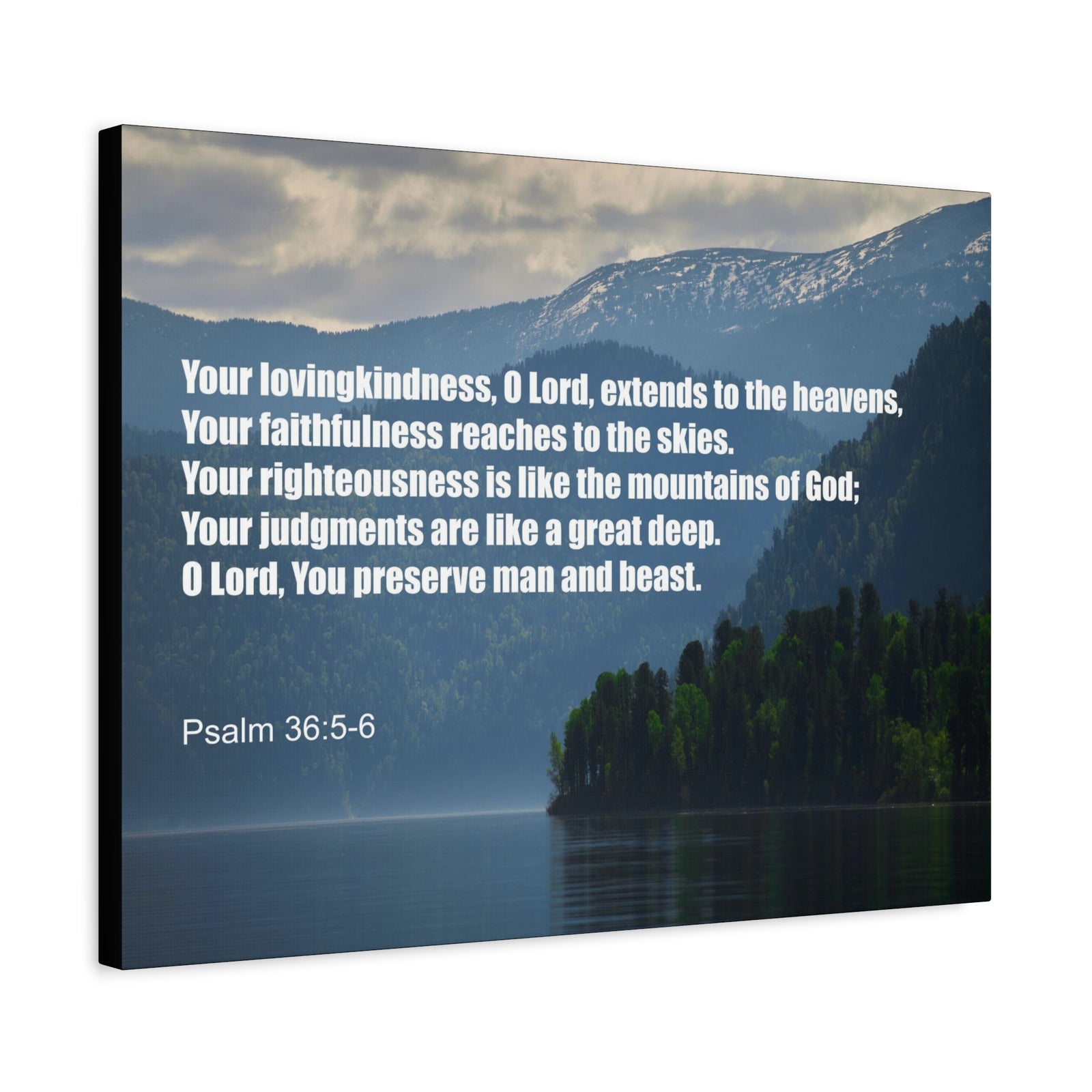 Scripture Canvas Your Lovingkindness Psalm 36:5-6 Christian Wall Art Bible Verse Print Ready to Hang-Express Your Love Gifts