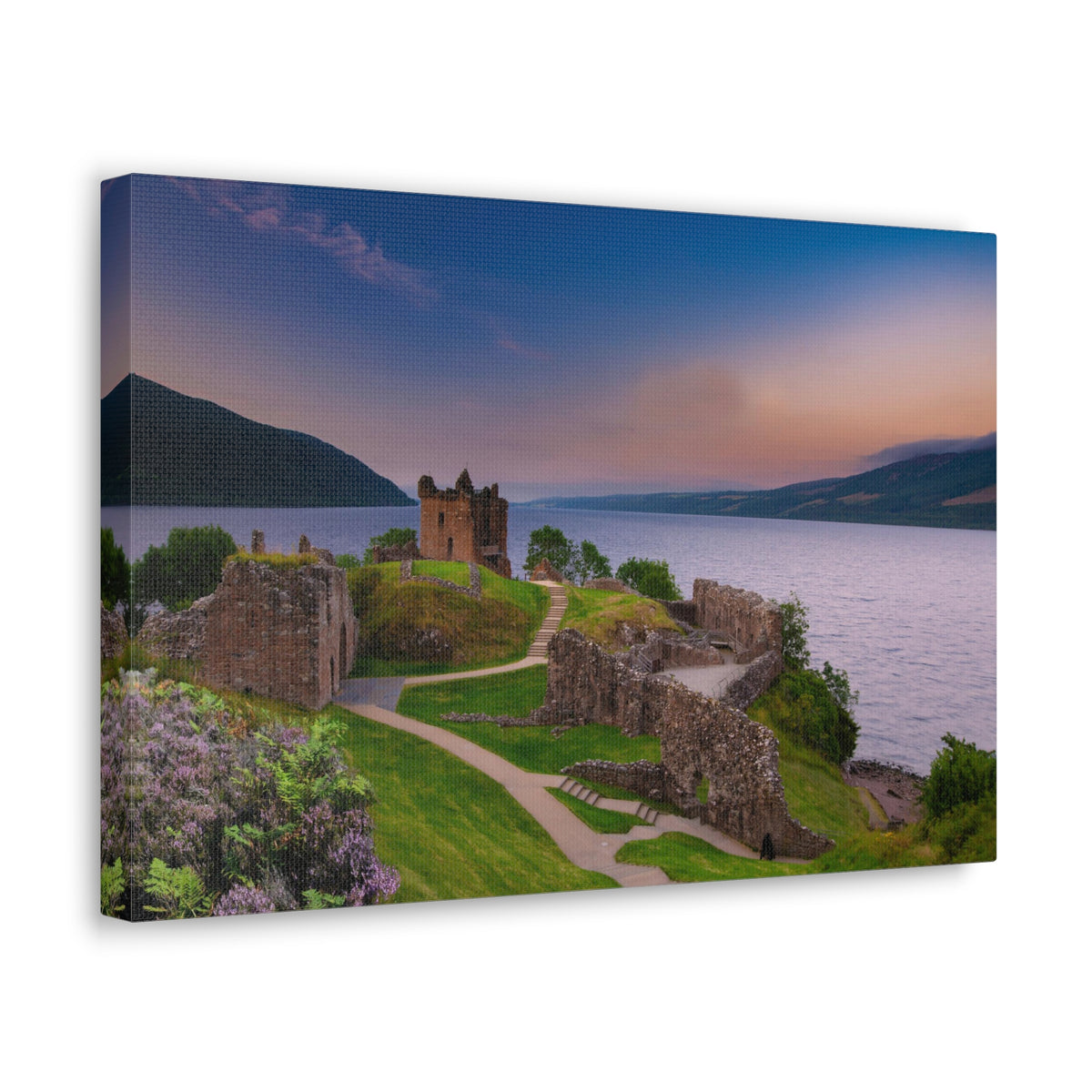 Ruins of Urquhart Castle Ness Scotland Nature Wilderness Photography Canvas Wall Art for Home Decor Ready-to-Hang-Express Your Love Gifts