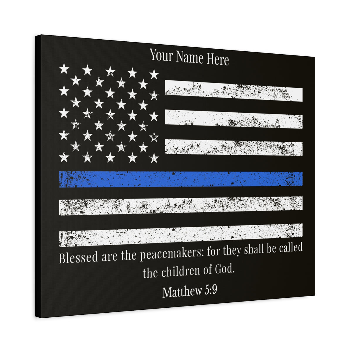 Scripture Walls Personalized Matthew 5:9 Police Officer Badge Bible Canvas Christian Wall Art Ready to Hang Unframed-Express Your Love Gifts