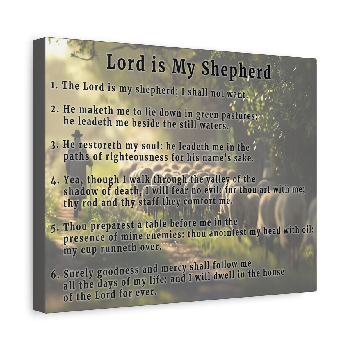 Scripture Walls Lord is My Shepherd Psalm 23 Green Bible Verse Canvas Christian Wall Art Ready to Hang Unframed-Express Your Love Gifts